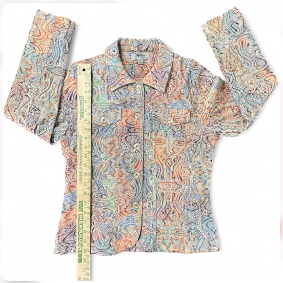 J. Bee Petites Multicolor Paisley Blazer PS Long Sleeve Button Up Front Pockets - Picture 7 of 7